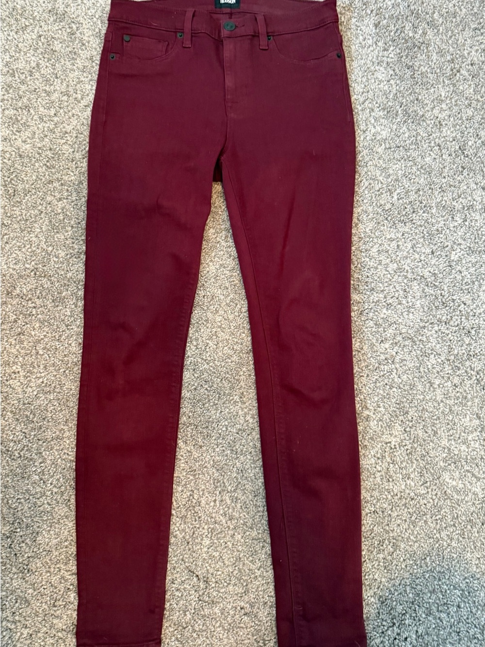 Hudson Nico Midrise Super Skinny Burgundy Jeans Size 28